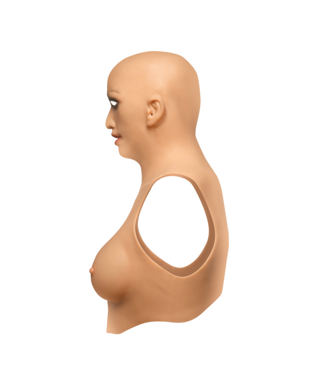 XR Brands Verleidelijke Skin Suit met Realistische C-Cup Siliconen Borsten - Elegant & Comfortabel