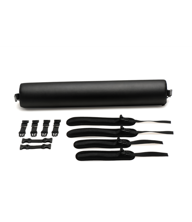 XR Brands Ultimate Comfort Adjustable Black Sex Spreader Bar with Straps