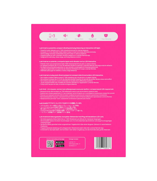 Lovense Lush Anal 9 cm Rosa – Komfortabler, diskreter Ferngesteuerter Analvibrator