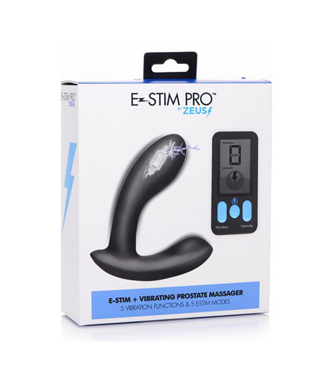 XR Brands Zeus E-Stim Pro: Remote Silicone Prostate Massager with Vibration + Shock