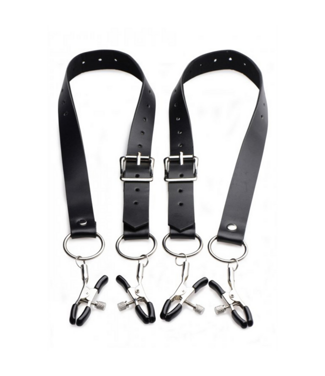 XR Brands Kinky Dij- en Schaamlipbandjes met Klemmen voor Intense BDSM Sensaties