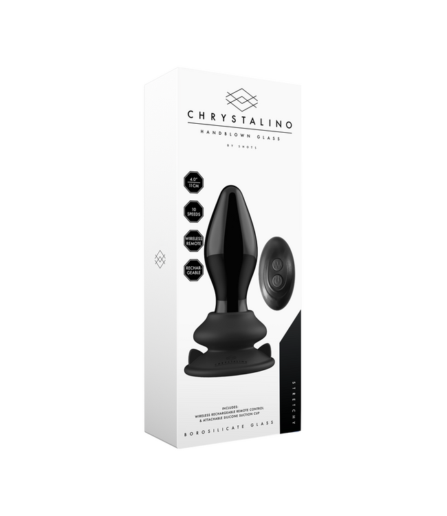 Chrystalino Krachtige Glasvibrator met Zuignap en Afstandsbediening - Chrystalino Black