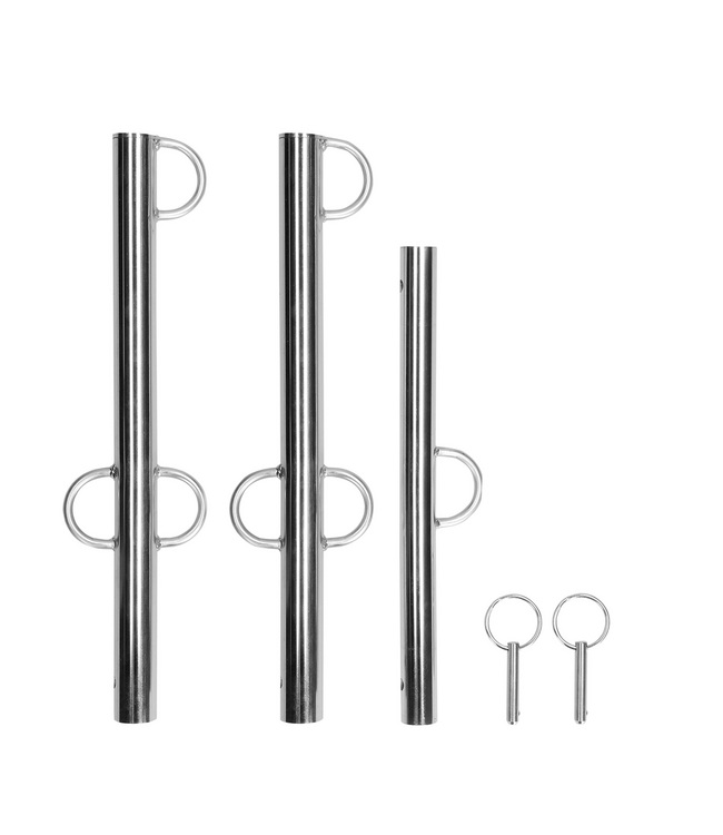 Ouch! Adjustable Silver Spreader Bar with Hooks for BDSM Control Play