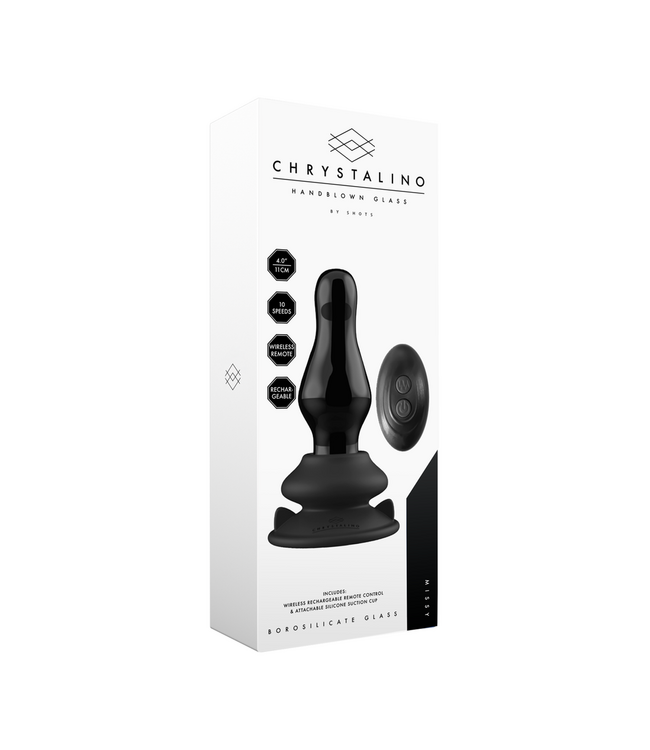 Chrystalino Chrystalino 5cm Vibrating Glass Butt Plug with Suction Cup & Remote