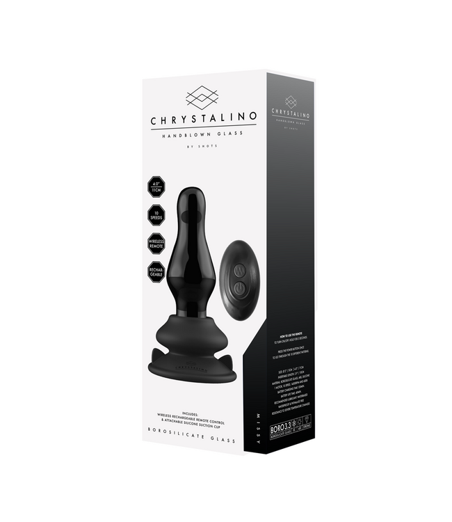 Chrystalino Chrystalino Glazen Buttplug met 10 Vibratiestanden en Zuignap - 5 cm Stimulatie