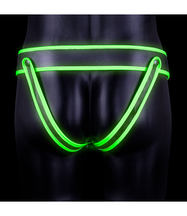 Ouch! Gestreifter Glow-in-the-Dark Jockstrap S/M mit fluoreszierenden Details