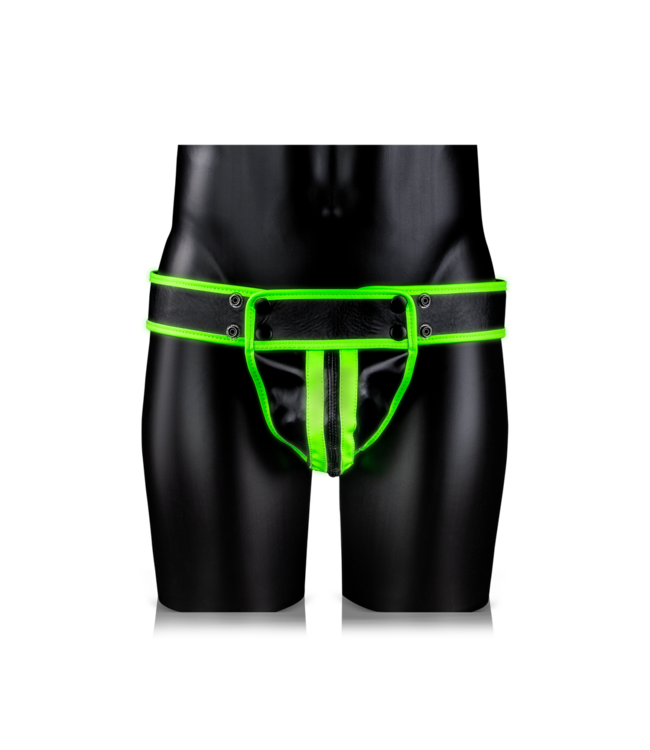 Ouch! Gestreifter Glow-in-the-Dark Jockstrap S/M mit fluoreszierenden Details