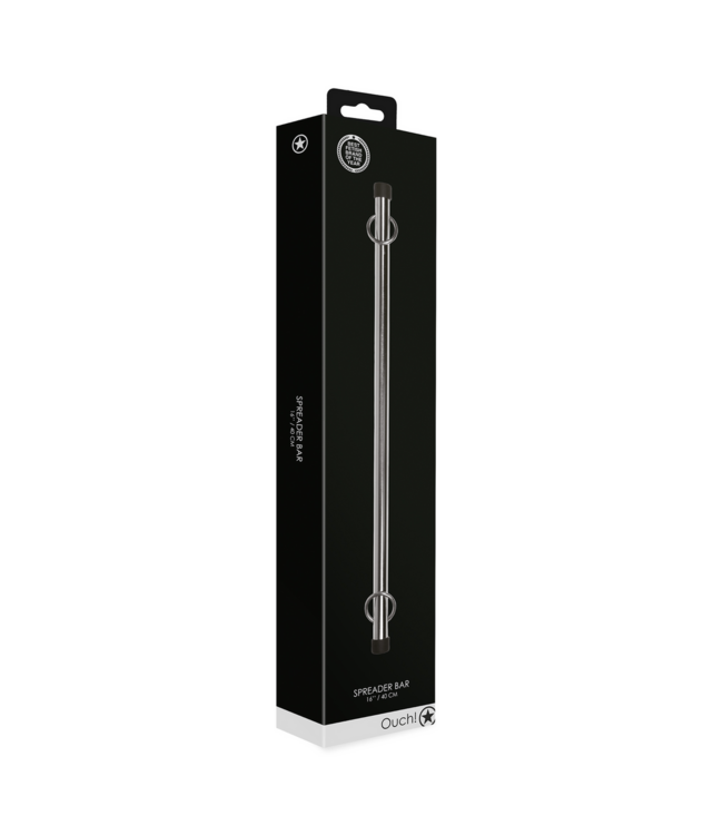 Ouch! 16'' Silver Spreader Bar - BDSM Bondage Accessory for Adventurous Couples