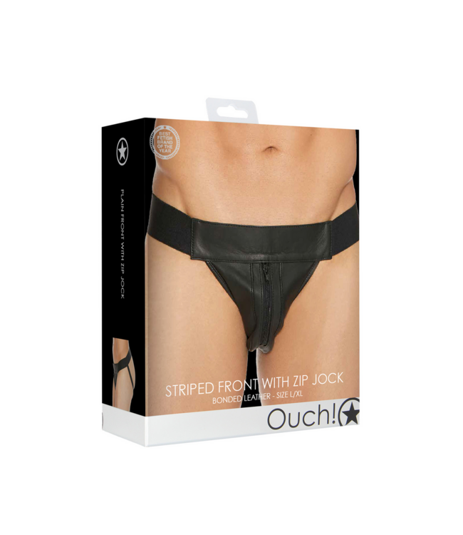 Ouch! Stilvoller Leder-Jockstrap mit Reißverschluss L/XL – Bequem & sexy