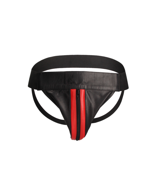 Ouch! Soft Leather Jockstrap with Zip – Ouch! by Shots, L/XL Size