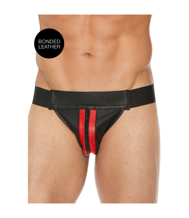 Ouch! Luxe Zachte Leren Jockstrap met Rits voor Comfortabele Passende Fit – Ouch! by Shots