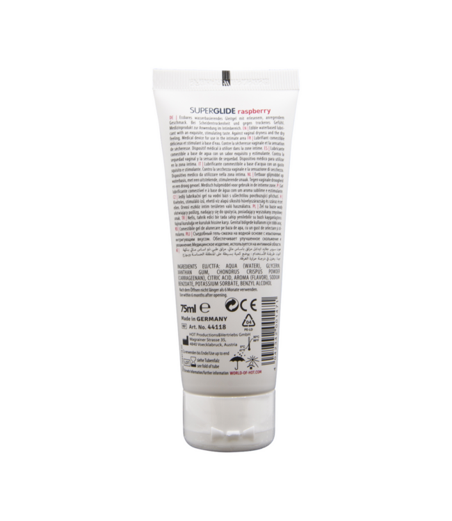 HOT HOT SUPERGLIDE Himbeere 75 ml | Essbares Gleitmittel auf Wasserbasis