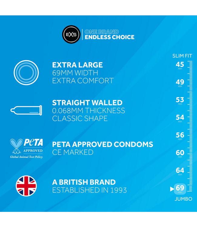 EXS EXS Jumbo Condoms 24 Pack - Extra Large Comfort & Reliable Protection