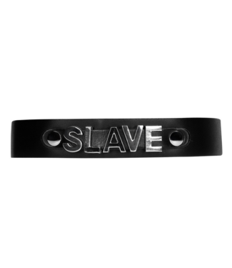 Ouch! Luxuriöses schwarzes Sklavenhalsband mit Diamanten und SLAVE-Buchstaben