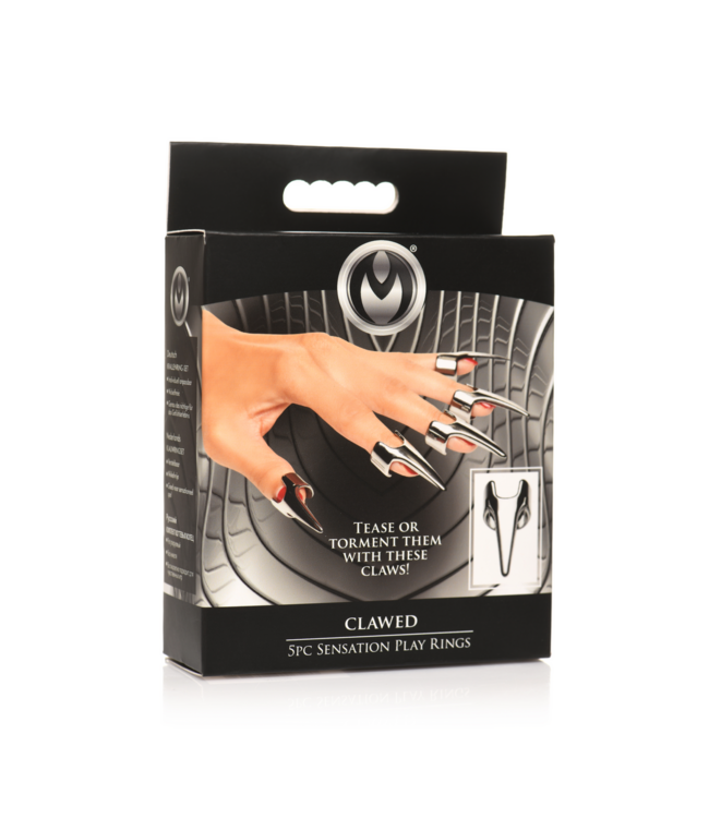 XR Brands Verleidelijke Claw Ring Set - 5 Stuks van Roestvrij Staal voor Genot