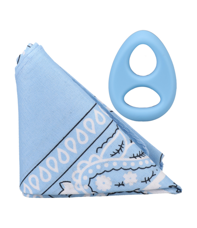 Doc Johnson The Code Light Blue Silicone Cock Ring & Bandana Set - Style & Comfort