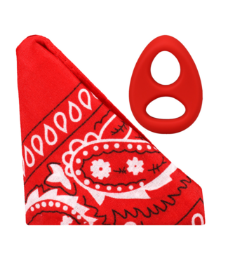 Doc Johnson The Code Rood Silicone Cockring Set met Bandana | Voor Krachtige Ervaringen