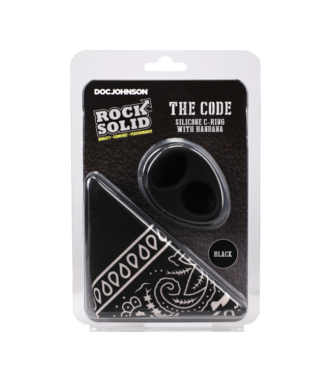 Doc Johnson Doc Johnson Black Silicone Cock Ring & Bandana Set for Enhanced Erection