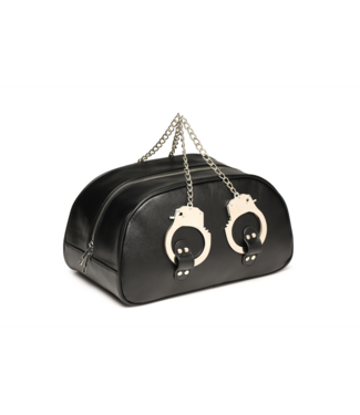 XR Brands Kinky Chic Vegan Bondage Travel Bag with Handcuff Handles - Black