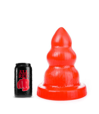 All Black Triple Pleasure Rot M 26 cm – Buttplug mit 3 Noppen, sicher & stylisch
