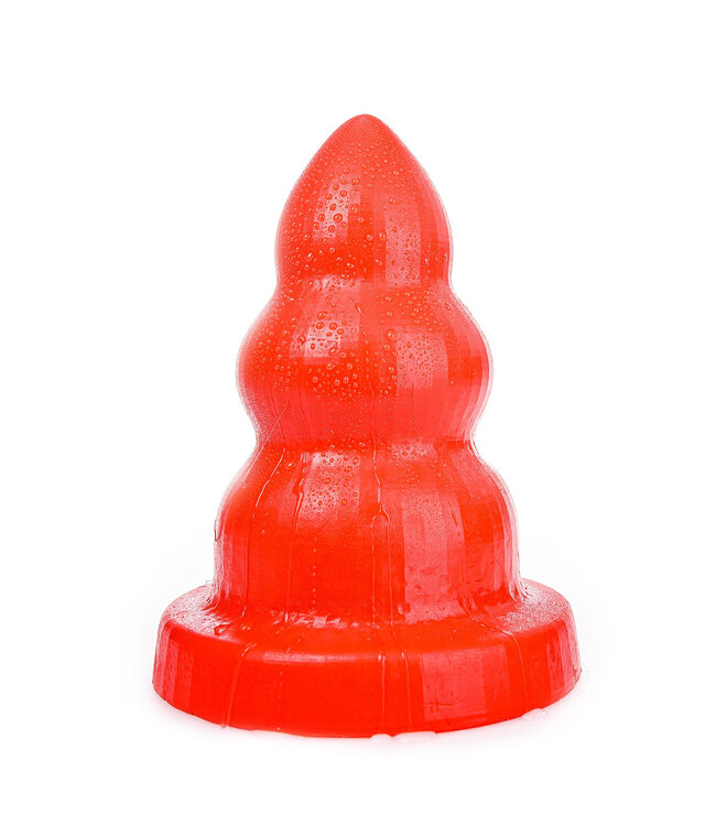 All Black Triple Pleasure M Red Butt Plug - Stylish 3-Bump Design, Safe Material