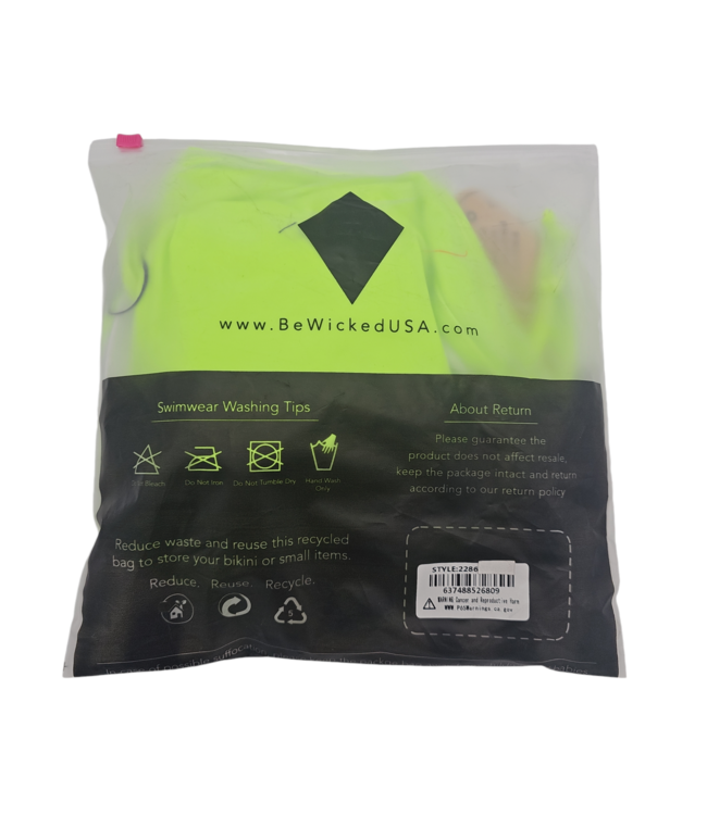 BeWicked Odette Neon Groen Badpak L | Verstelbare Ruches & Elegante Pasvorm