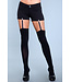 BeWicked Blickdichte schwarze Overknee-Strümpfe mit Clip-On-Strumpfhaltern