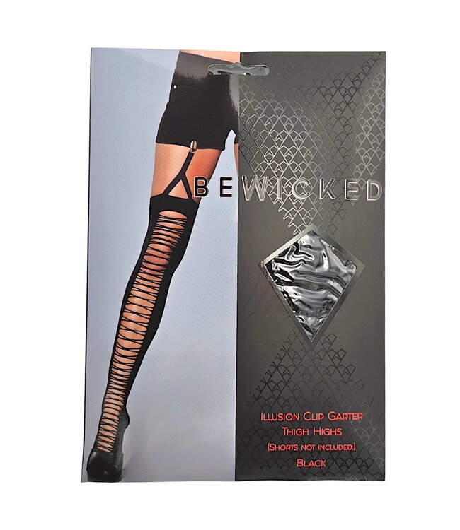 BeWicked Laser-Cut Dijhoge Kousen met Clip | Elegante Stijl voor Elke Gelegenheid