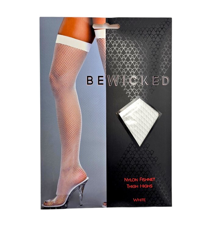 BeWicked Sturdy Band Nylon Fishnet Thigh-High Stockings in Multiple Colors