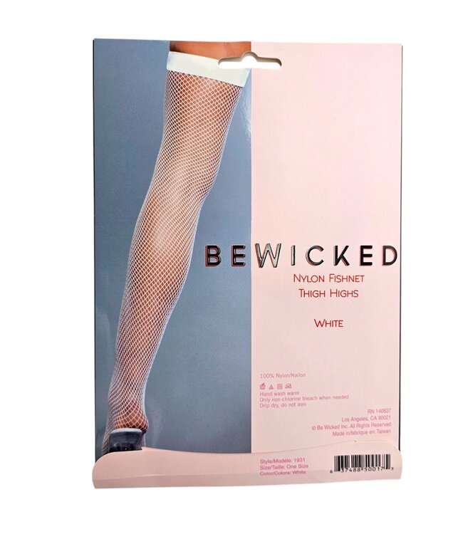 BeWicked Sturdy Band Nylon Fishnet Thigh-High Stockings in Multiple Colors