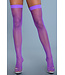 BeWicked Stijlvolle Nylon Fishnet Dijhoge Kousen met Stevige Band - Paars
