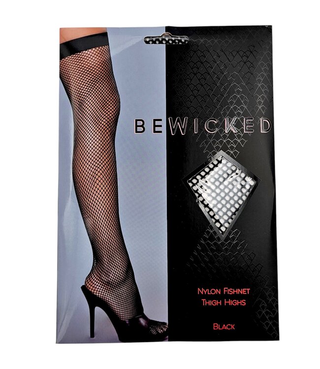 BeWicked Sturdy Nylon Fishnet Thigh Highs – Stylish Colors, Be Wicked Boxed