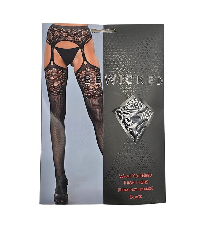BeWicked Elegant Black Lace Thigh-High Stockings with Suspender Belt | Be Wicked