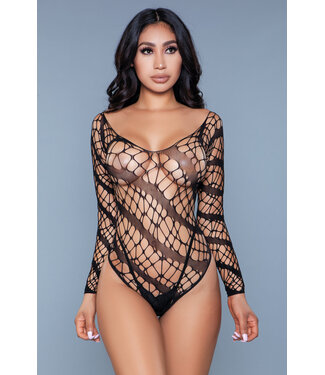 BeWicked Web of Love Bodysuit Zwart | Gedurfde Off-Shoulder met Aura van Glamour