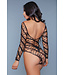 BeWicked Web of Love Bodysuit Schwarz | Schulterfrei mit Longsleeve und Netzdesign