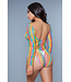 BeWicked Web of Love Bodysuit - Gewaagd Off-Shoulder Design in Zwart & Regenboog