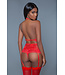 BeWicked Red Ophelia Bodysuit – Luxuriöser Satin mit abnehmbaren Strumpfhaltern