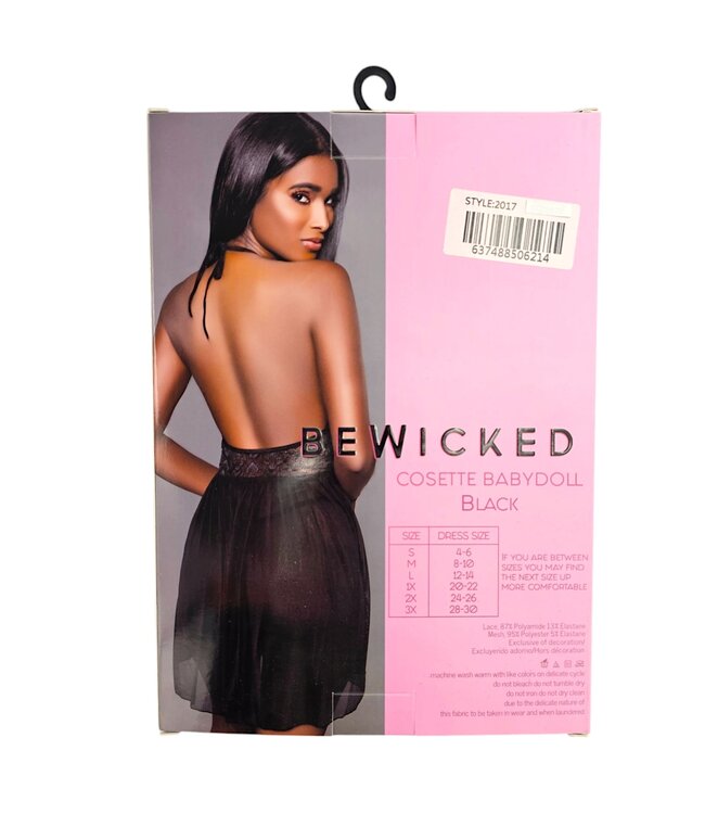 BeWicked Cosette Babydoll Set Schwarz M – Elegante Spitzen-Dessous für Romantik