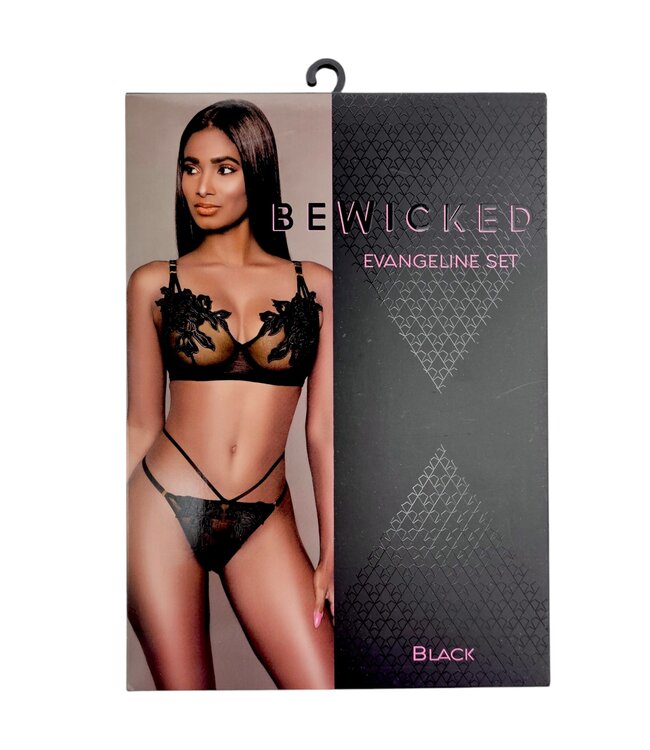 BeWicked Evangeline Black Mesh Lingerie Set M/L – Elegant & Comfortable Design