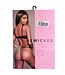 BeWicked Evangeline Lingerieset - Elegante Zwarte Mesh met Bloemenapplicaties