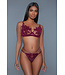 BeWicked Evangeline Elegant Floral Mesh Lingerie Set in Burgundy