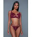 BeWicked Evangeline Burgunder Dessous-Set mit Blumenapplikationen & Mesh