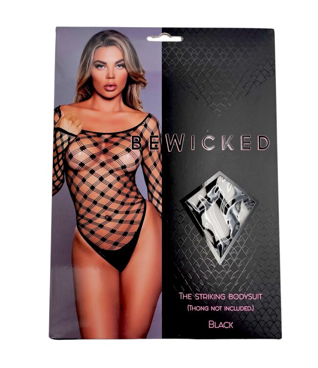 BeWicked Stoere Zwarte Bodysuit met Visnetdetails | Perfect voor Een Dappere Look