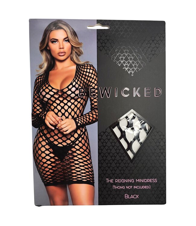 BeWicked Be Wicked Reigning Minikleid – Schwarz, Durchbrochen, Eng anliegend