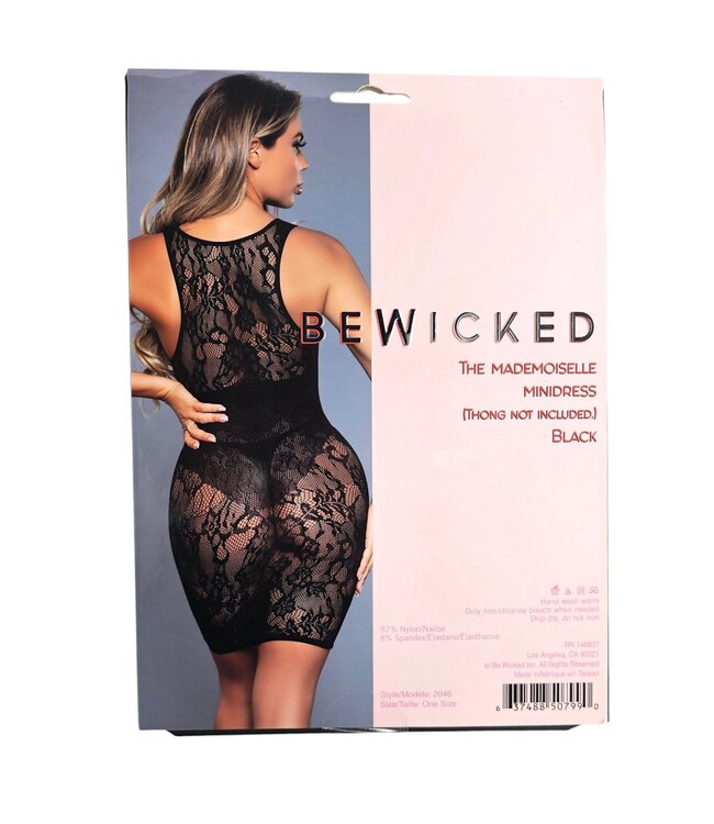 BeWicked Mademoiselle Minikleid Schwarz | Elegantes Spitzenkleid mit sexy Schnitt