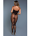 BeWicked Midnight Desire Black Bodystocking - Sheer Floral Lace & Choker Neckline