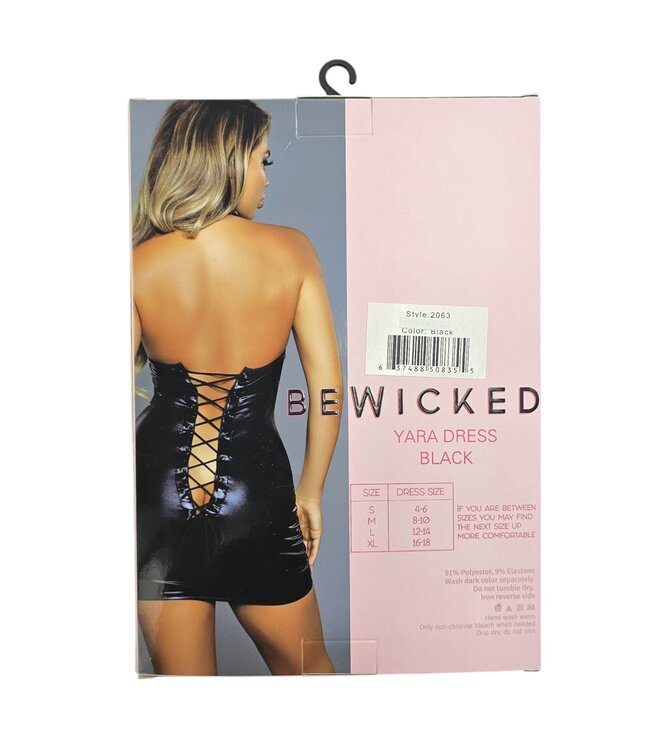 BeWicked Yara Halterjurk Blk XL - Trendy Imitatieleer Voor Avonden Vol Zelfvertrouwen