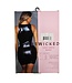 BeWicked Lassy Black Bodycon Dress - Elegant Faux Leather with Lace Details