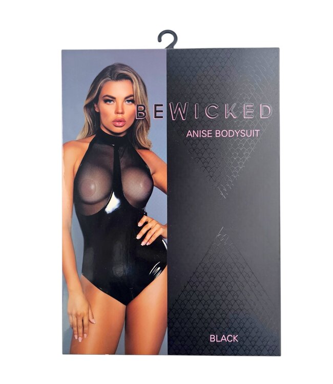 BeWicked Anise Bodysuit Zwart | Sleek Wetlook & Elegant Mesh | Verleidelijk Design