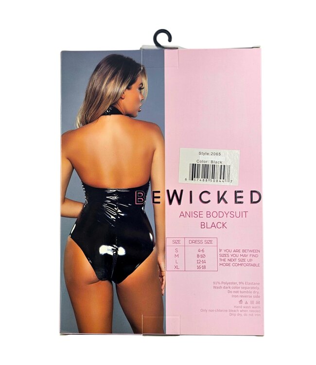 BeWicked Anise Bodysuit Zwart | Sleek Wetlook & Elegant Mesh | Verleidelijk Design